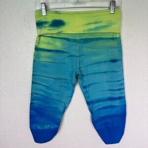 Hard Tail Forever Y2K Yoga Pants Women Large Tie Dye Fold Over Crop Pedal Pusher